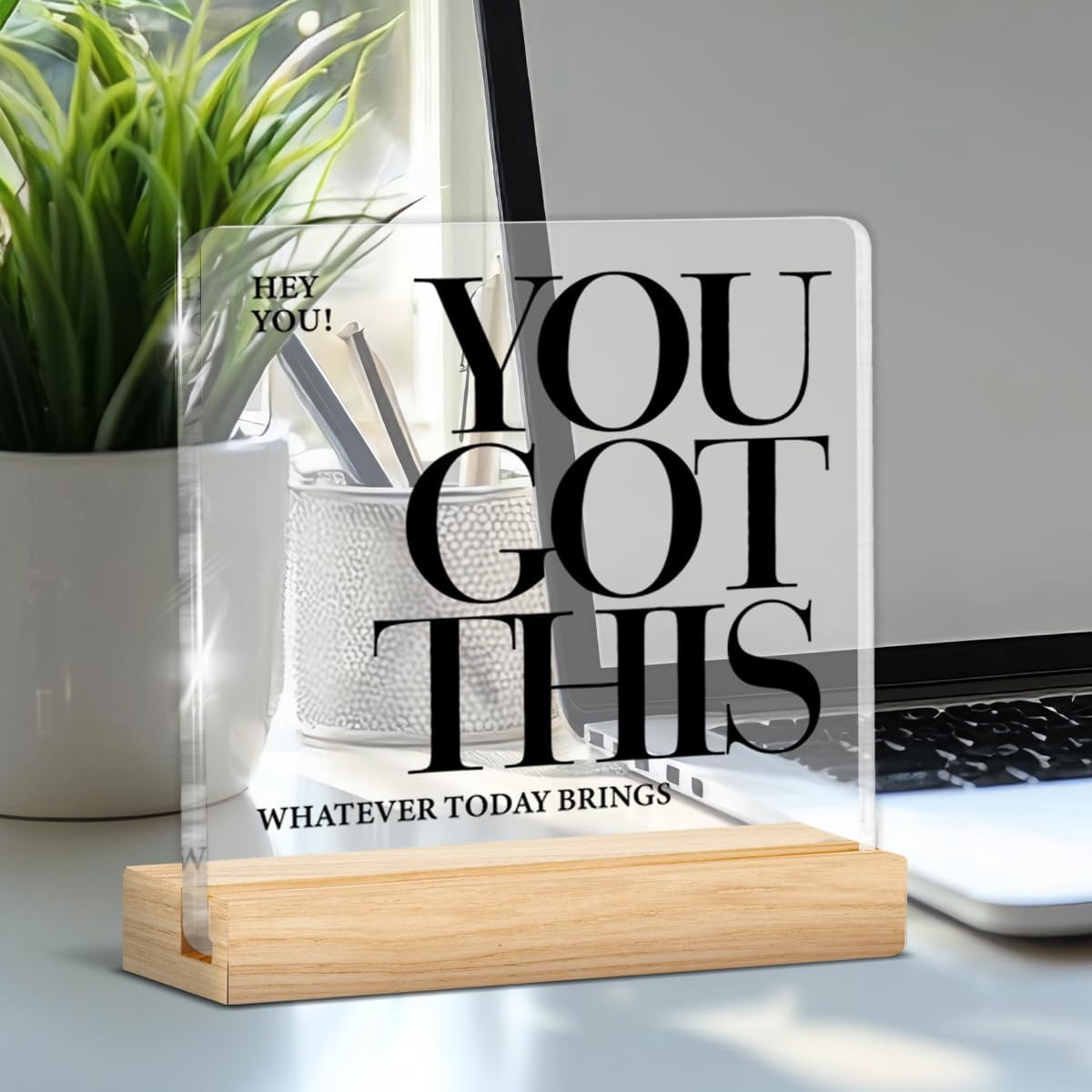 Inspirational Office Home Desk Decor, You Got This Clear Acrylic Desk Decorative Sign, Motivational Gifts for Coworker Employee Boss Friend image 4