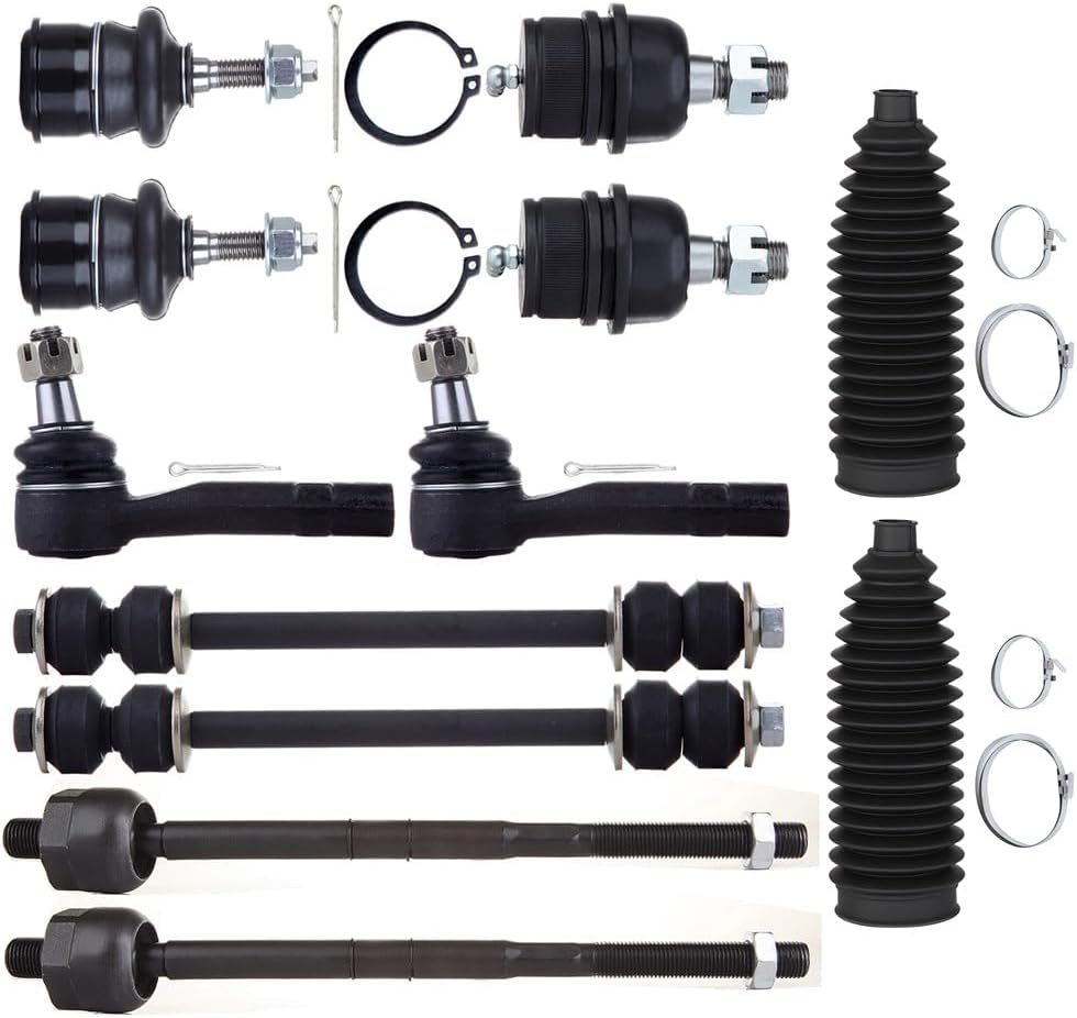 Front Inner Outer Tie Rod End w/Steering Boot fit 2002-2003 for Ford Explorer for Mercury Mountaineer, Suspension Kit with Lower Upper Ball Joint Sway Bar Link - 12pc Set
