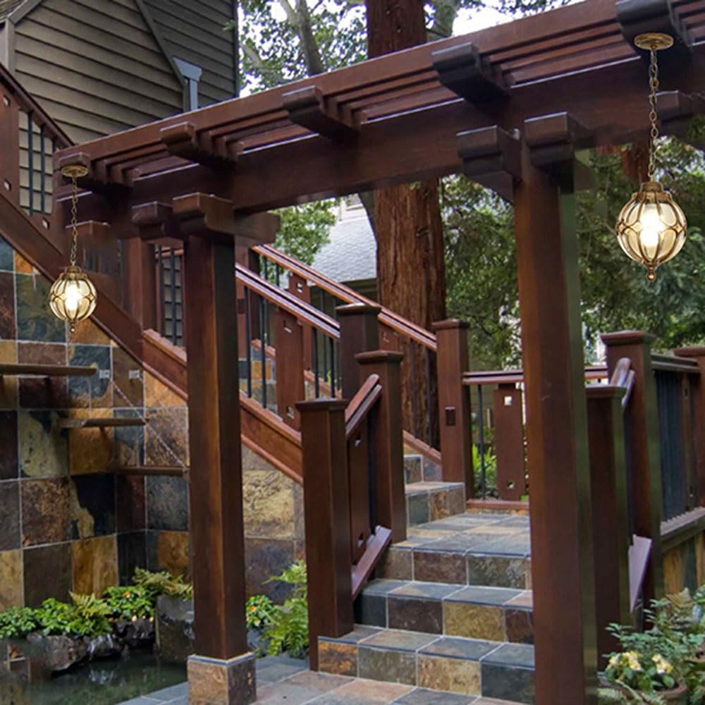 XANAYXWJ Lampadario da Giardino Europeo, Lampada da soffitto Impermeabile per Esterni, Luce a Traliccio D'uva per corridoio Balcone, Padiglione per Villa in Stile Industriale in Metallo sferico