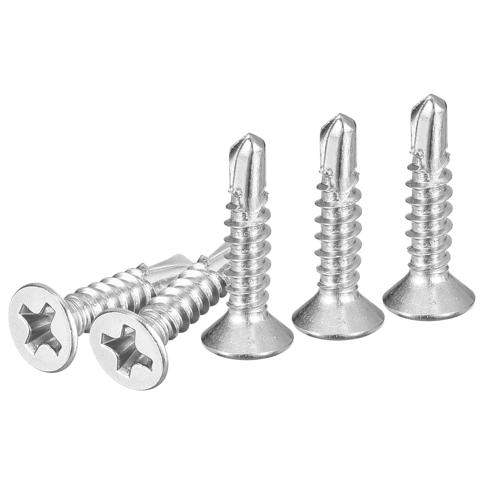 DTGN 100Pcs ST3.5x16mm Self Drilling Screws, 410 Stainless Steel Flat Head Phillips Sheet Metal Screw