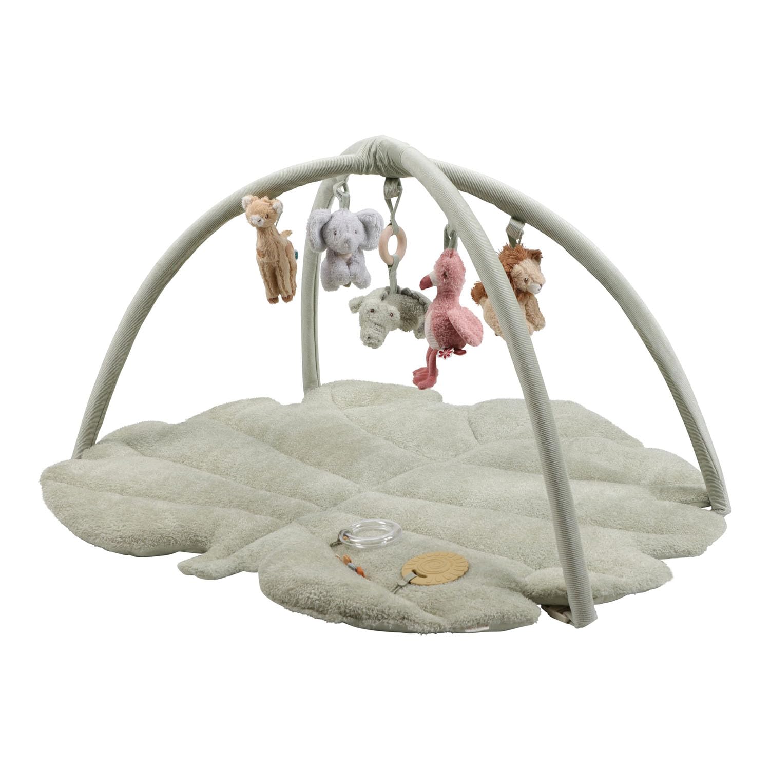 Little Dutch Krabbeldecke mit Spielbogen - Spieldecke - Activity Matte - Unisex - für Babys ab der Geburt - Safari Friends - grün