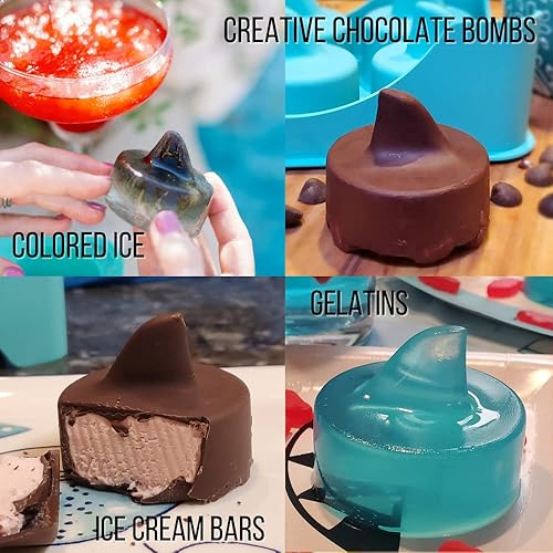 Vista 3 de Shark Fun - Bandejas para cubitos de hielo, paquete de 2, moldes de aleta de tiburón, formas divertidas