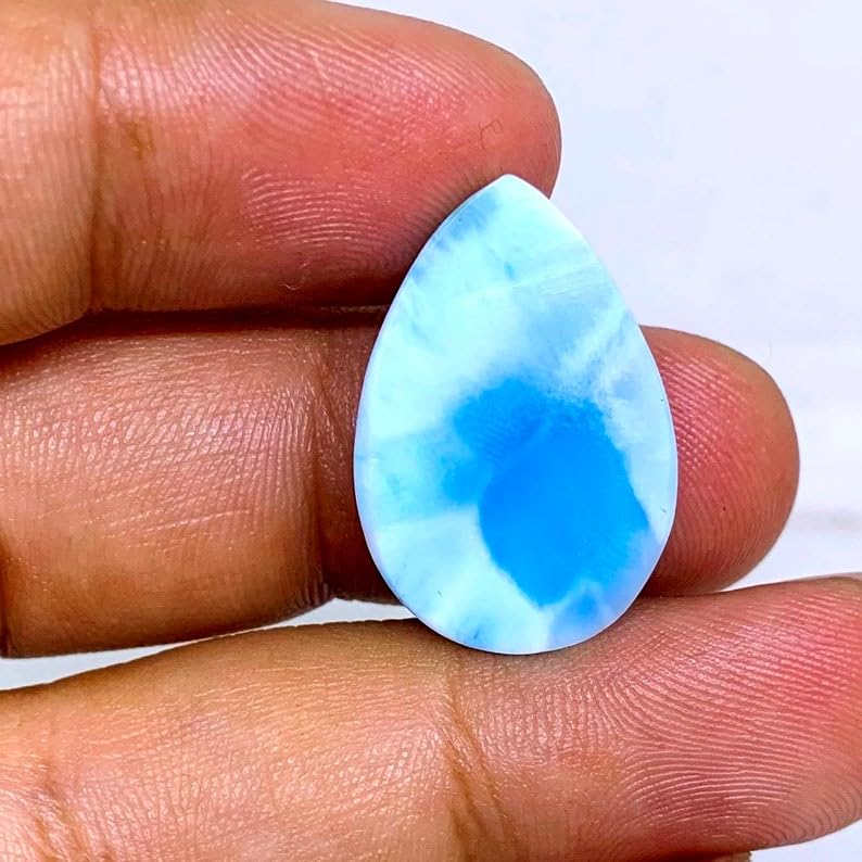 Gemme larimar de qualité supérieure 23x16mm poire cabochon d'exception pour bijouterie