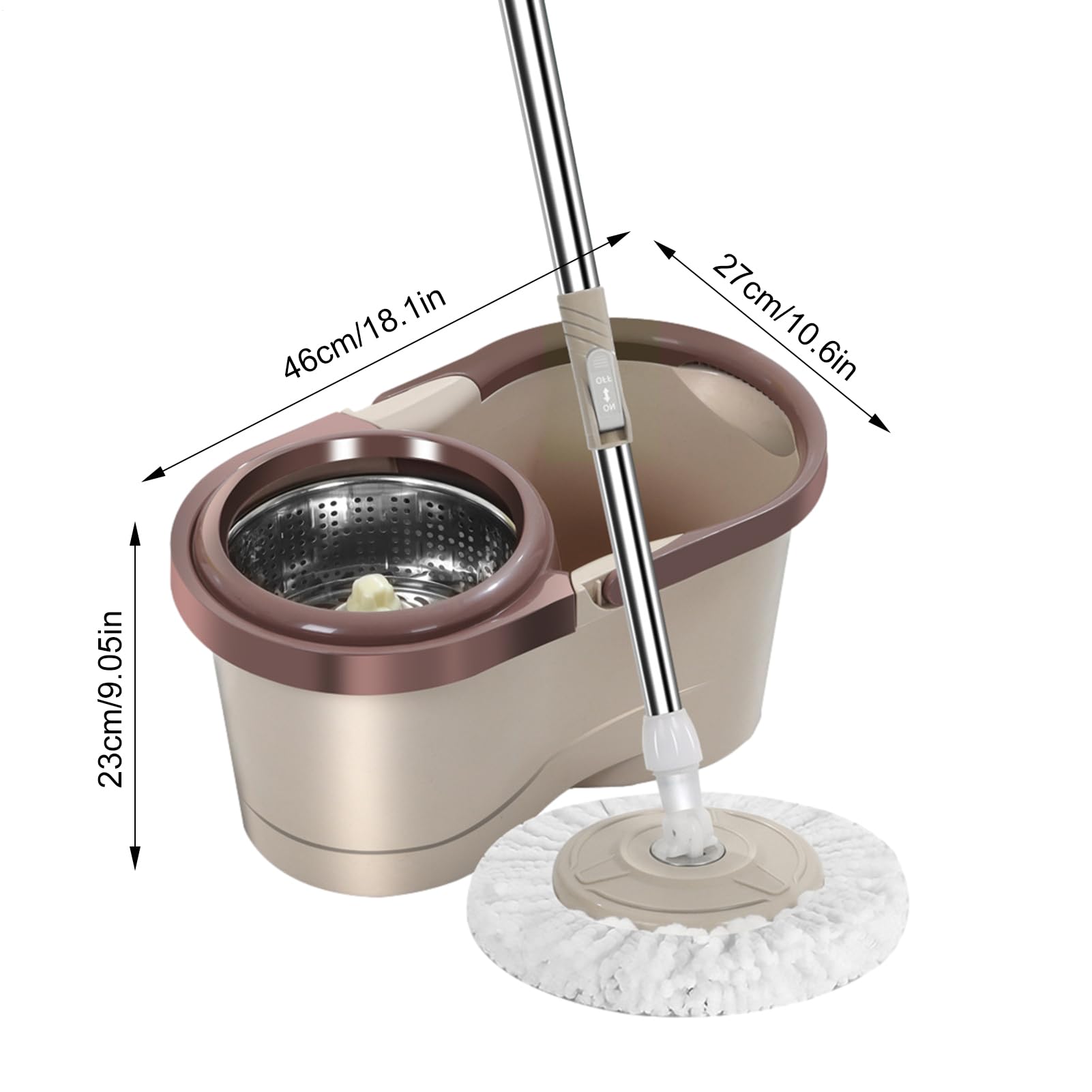Rotativo con escurridor, giratorio de suelo, juego de cubos para escoba húmeda con rotación automática | Cubo con ruedas para fregonas para dormitorio, cocina, balcón, estudio, sala de estar