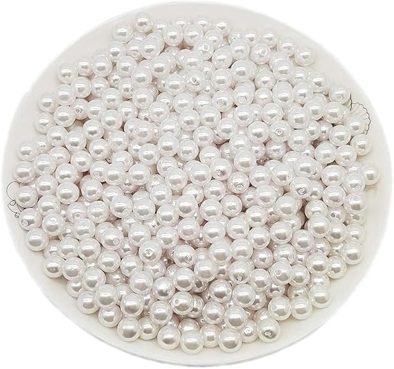 White Round Pearl Beads, 1000pcs Satin Luster Loose Beads Imitation