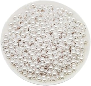 1000pcs White Round Pearl Beads, 6mm ABS Material for Jewelry Making, DIY Craft Project