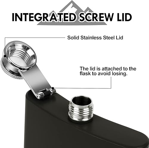 Miniatura 3 de KWANITHINK Frasco de cadera para licor para hombres, frasco de whisky de acero inoxidable de 8 onzas con tapa y embudo integrados, para acampar al