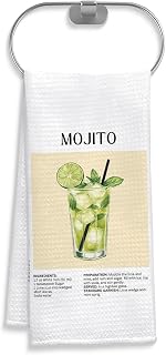 Mojito Cuban Cocktail Kitchen Towels, Gifts for Cocktail Lovers Dish Tea Towels for Kitchen Bar Cart Decor, Bartender Gifts for Women Men Decorative Hand Towel, 16x24 Inch
