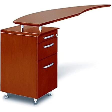 Safco Mayline Napoli Curved 63" Left Return with File Pedestal PBF for use with Desks, sold separately, Sierra Cherry Veneer