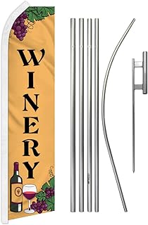 Infinity Republic - Winery Banner Swooper Flag & Pole Kit - Perfect for Restaurants, Wineries, Vineyards, Stores, etc!