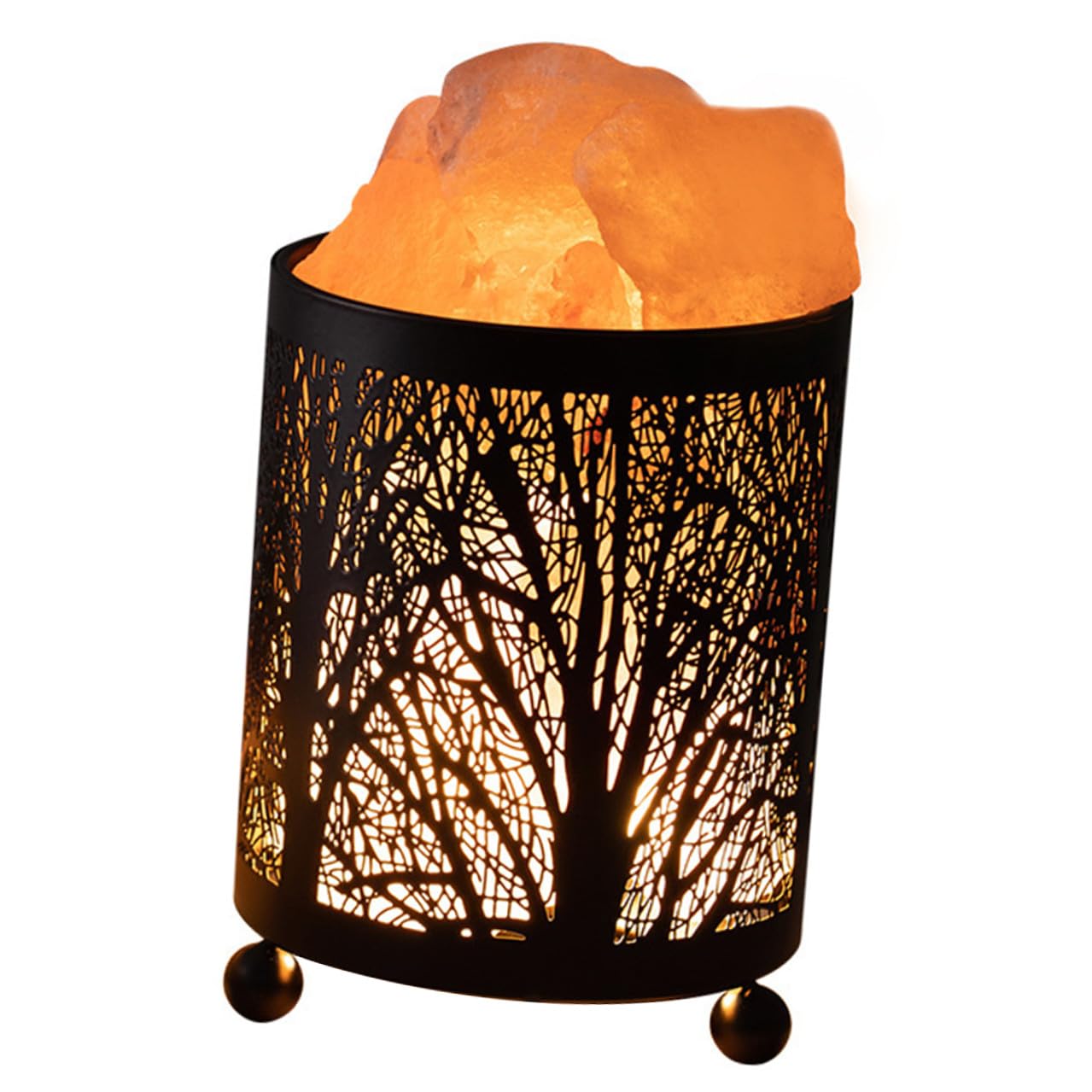 Lampe de Table Sel de L'himalaya Décorative avec Ampoules, Fer Noir