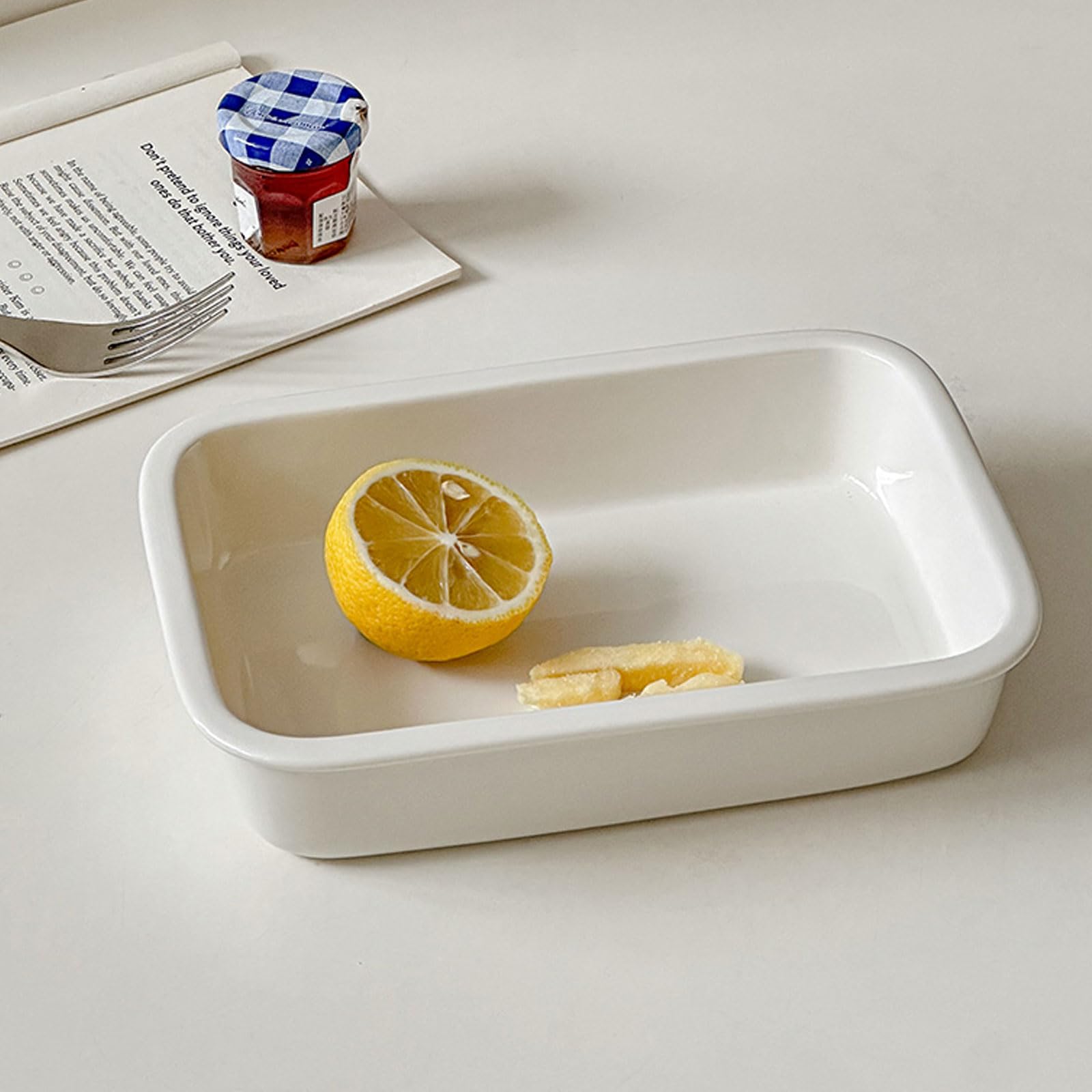 2PC Cuencos Aperitivos Vasitos CeráMico Ovalado Blanca Con Asas Hornear Servir Para Frutas Frescas Panes DecoracióN Mesa RúStica