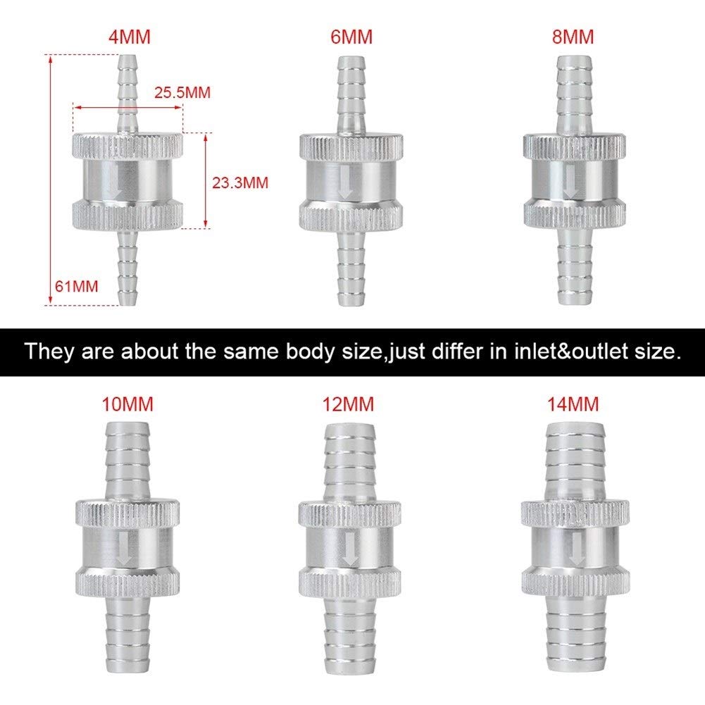 Jednokierunkowy zawór zwrotny, 1/8 cala, 4 mm, stop aluminium, benzyna, olej napędowy, przydatny (Nero)