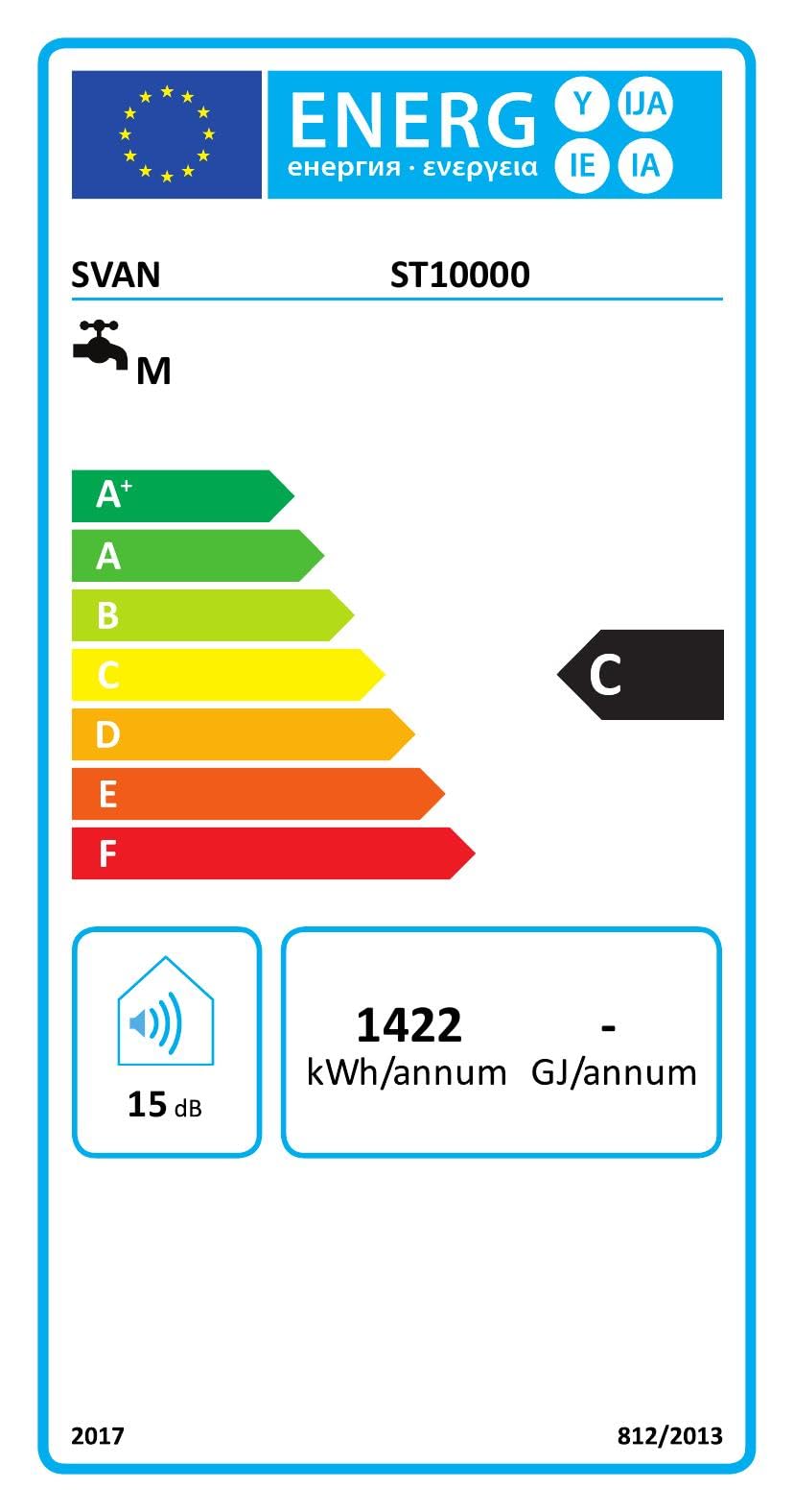 Svan Termo Eléctrico Vertical 92 Litros ST10000. Instalación Vertical, 1500W, Incluye Kit de Montaje, Resistencia de Acero inoxidable, Blanco, Eficiencia Energética Clase C