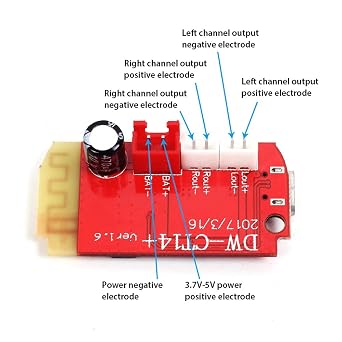 Audio Amplifier Board, Icstation Blue-tooth-Compatible Stereo Audio Amplifier Module 2x5W BT 5.0 Mini Amplifier Board 3.7V 5V for DIY Speakers