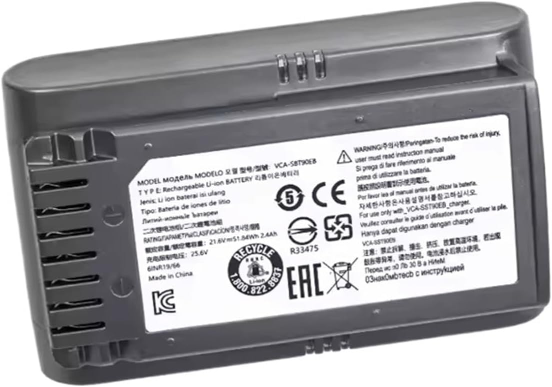 Vacuum Dust Collector Battery, Compatible For Samsung Jet 60 VCA-SBTA60 VS15T7032P4 JET 70 VCA-SBT90E/EB & JET75 JET90E VS9000 VCA-SBT90, Battery(2400mAh)