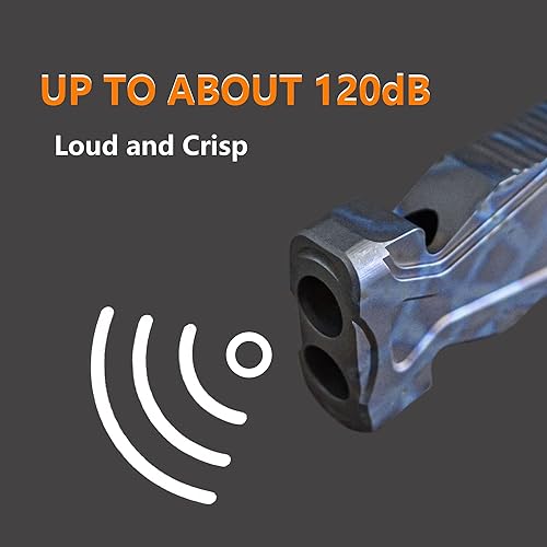 Miniatura 3 de Silbato de supervivencia de emergencia de titanio con collar, silbato de seguridad fuerte de hasta 120 decibelios para supervivencia de emergencia,