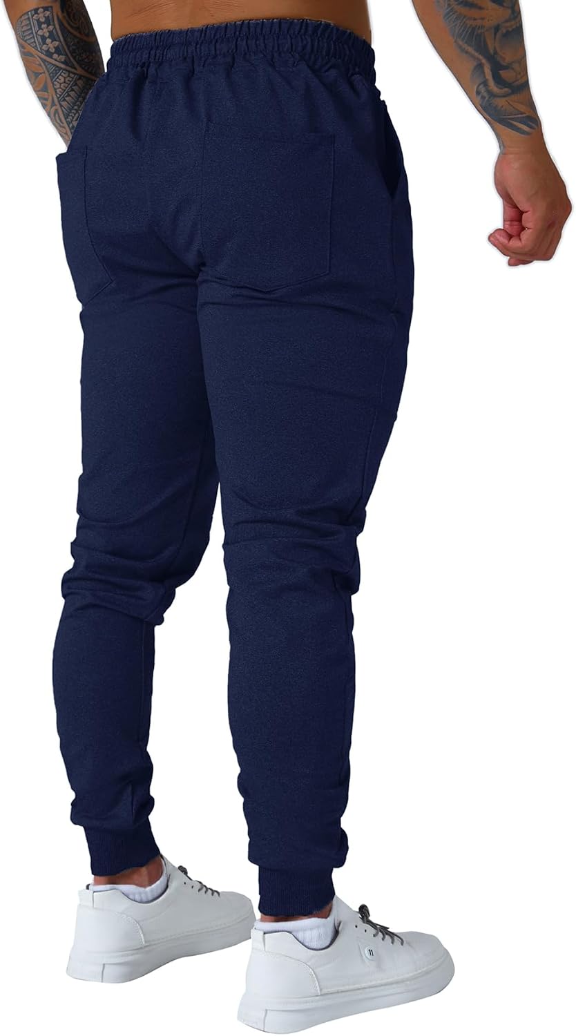 Men's Slim Joggers Workout Pants for Gym Running and Bodybuilding Athletic Bottom Sweatpants with Deep Pockets