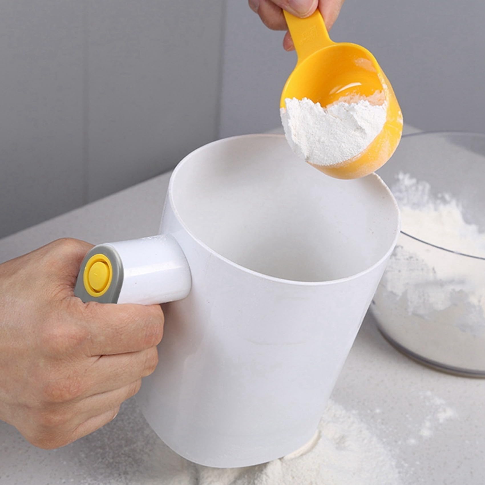 2X Tamizador Eléctrico de Mano para Harina, Polvo de Azúcar Glaseado, Tamiz de Harina de Acero Inoxidable, Tamiz en Forma de, Herramienta para Pastelería de Cocina