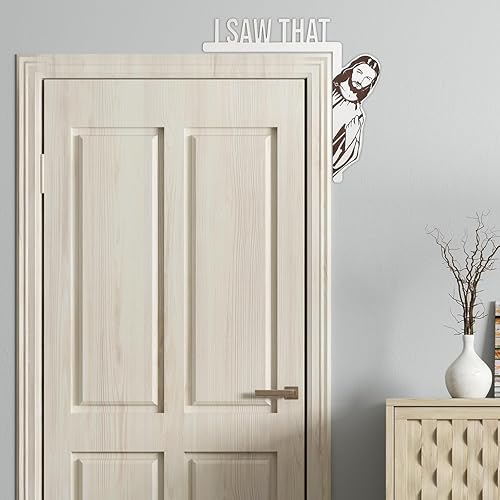 Miniatura 7 de Decoración grande y creativa de esquina de puerta, letrero divertido de madera para puerta de Jesús I Saw That, Bless This Home Wall Decoration,