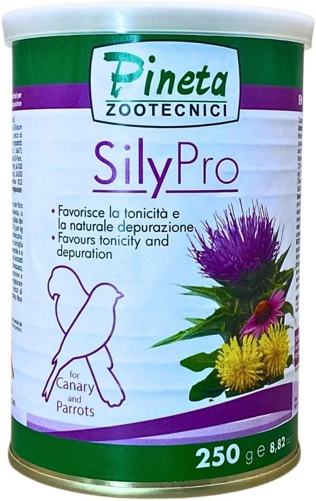 SilyPro 250g by Pineta Zootecnici – Liver Health Supplement for Birds with Milk Thistle Powder, Dietary Formula for Canaries and Parrots to Boost Immunity and Enhance Vitality