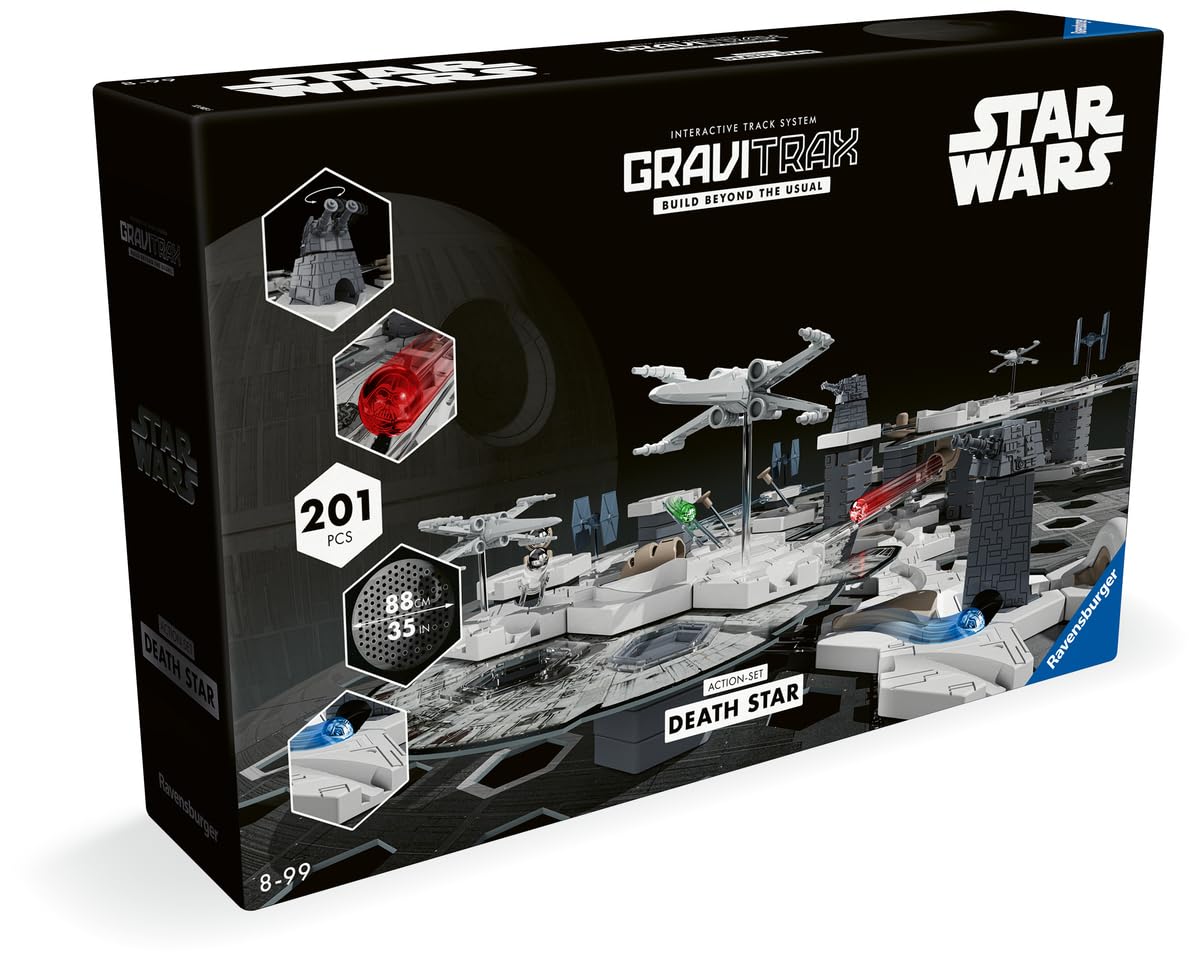 Ravensburger - Gravitrax Star Wars - Pack de démarrage - Circuits de Billes 201 pièces - Jeux de Construction dans l'univers de Star Wars - Enfant, Adute Enfant, Adulte dès 8 Ans - 23860 | GraviTrax Action Set Death Star Wars Circuit Billes 201 pièces, En