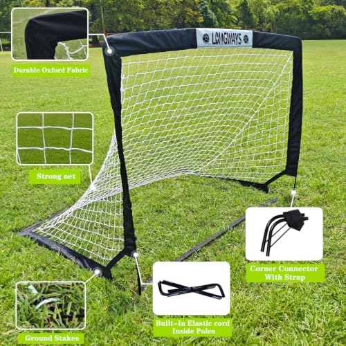 Image of LOMGWAYS Soccer Goal for Kids + Youth with Carry Bag for Practice & Games