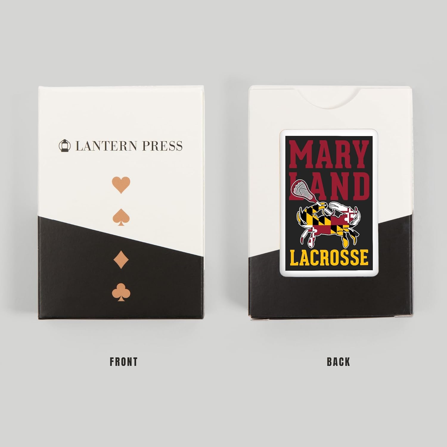 Lantern Press Maryland, Crab Shaped Flag, Lacrosse Stick, 52 Playing Cards for Adults, Poker Size Card Deck