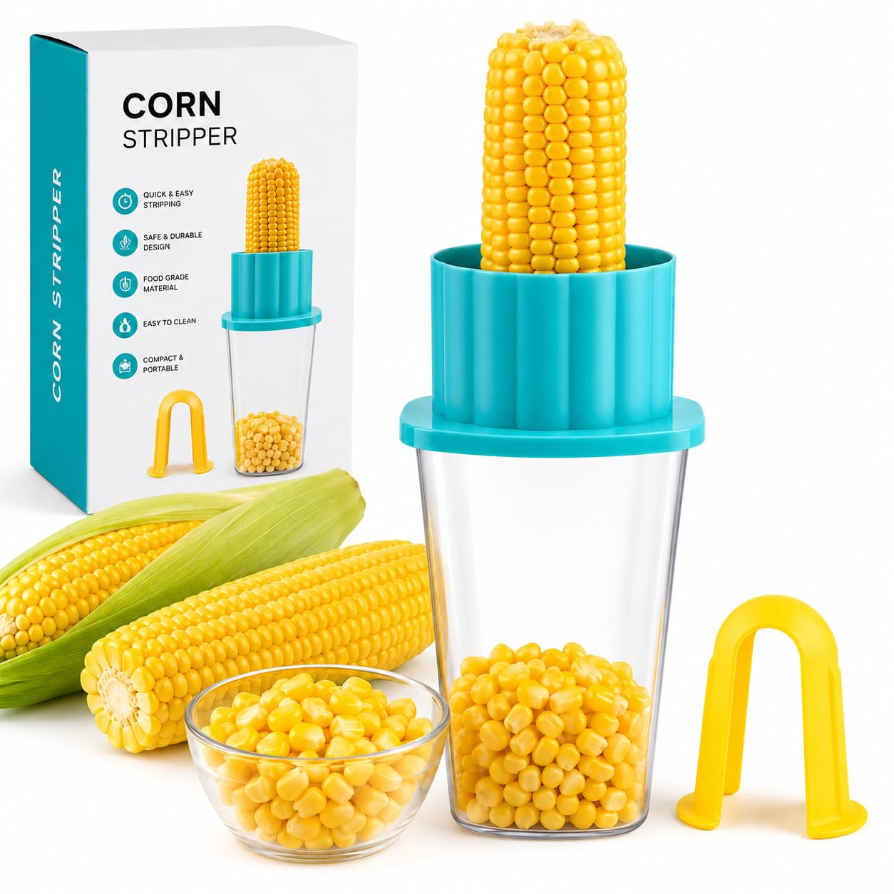 Corn Peeler | Food Grade Plastic & Stainless Steel Blade | Multi-Color | Made in India-image-1