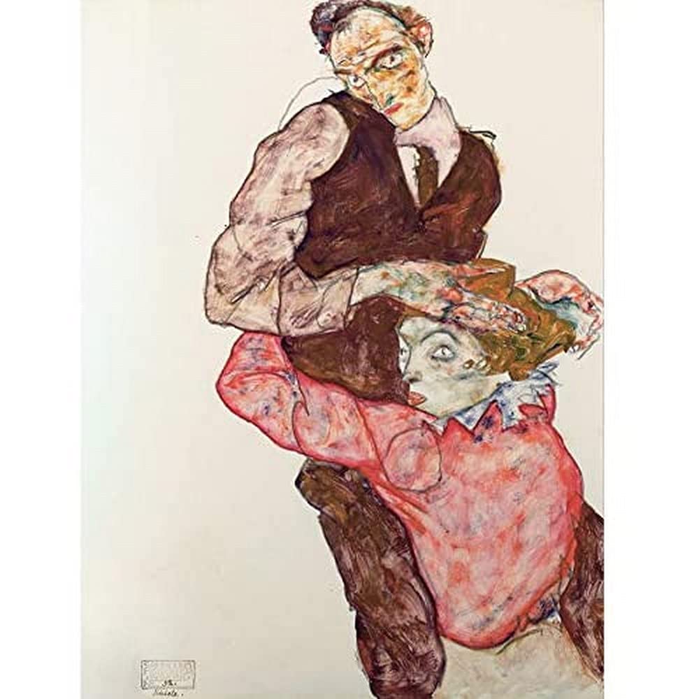 Egon Schiele Lovers Man Woman Art Print Canvas Premium Wall Decor Poster Mural