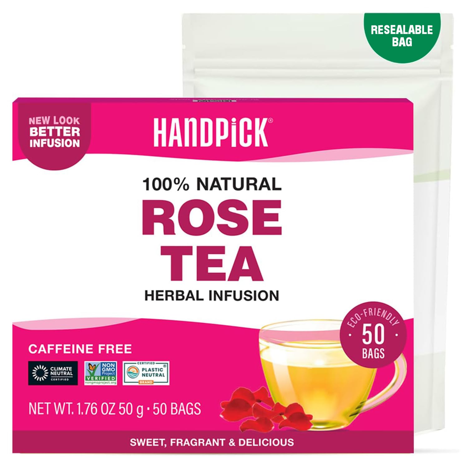 Amazon.com: HANDPICK, Rose Buds Herbal Tea Bags - 50 Count