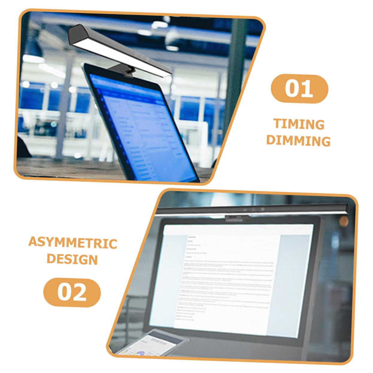 Barra de Lámpara de Monitor LED Diseño Asimétrico y Brillo Ajustable para Protección Ocular Compatible Pantalla y Computadora en Uso Multi-escenario