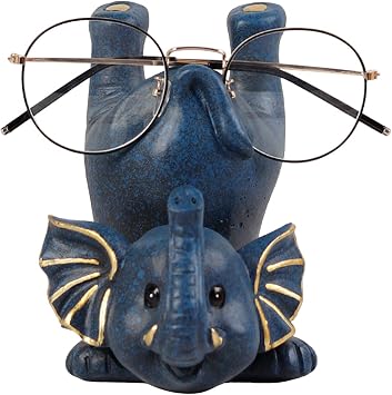 BestAlice Creative Glasses Holder Stand, Cute Animal Glasses Holder, Fun Eyeglass Holder Display Stands, Gift Spectacle Display Stand Sunglasses Eyeglass Holder for Home Office Auto, Blue&Elephant