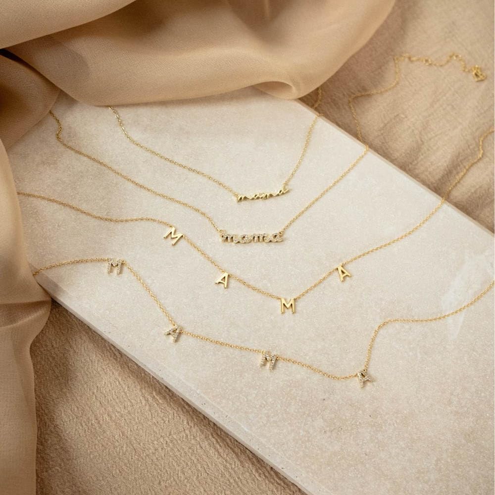 CAITLYNMINIMALIST Dainty Mama Necklace in 18K Gold 925 Sterling Silver Rose Gold Adjustable 16" 18" Mothers Day Gifts for Mom Grandma Wife