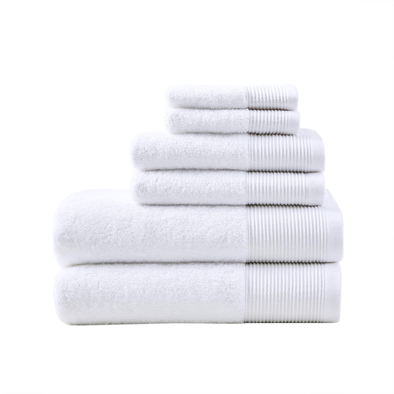 Beautyrest Nuage Cotton Tencel Blend, Silver Infused Bath Towel Set, 600gsm, Highly Absorbent, Soft, Premium Qualty, Machine Washable, Multi-Sizes, White 6 Piece