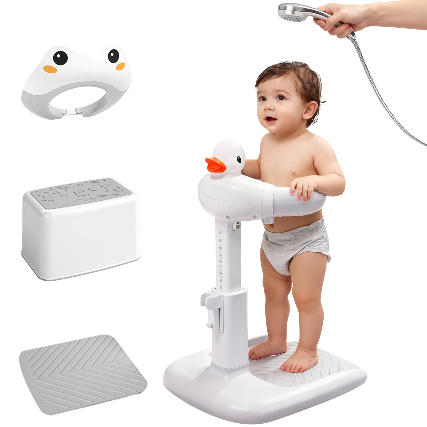 Adjustable Baby Shower Stand Support - Safety Non-Slip Baby Bath Stand Toddler Shower Stand for Infants 6-36 Months