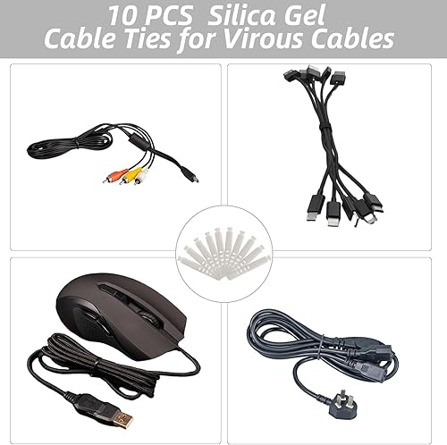 Miniatura 5 de 1 caja grande de organización de cables, caja organizadora de cables blanca con 10 bridas de gel de sílice, caja oculta de cables para organizar,