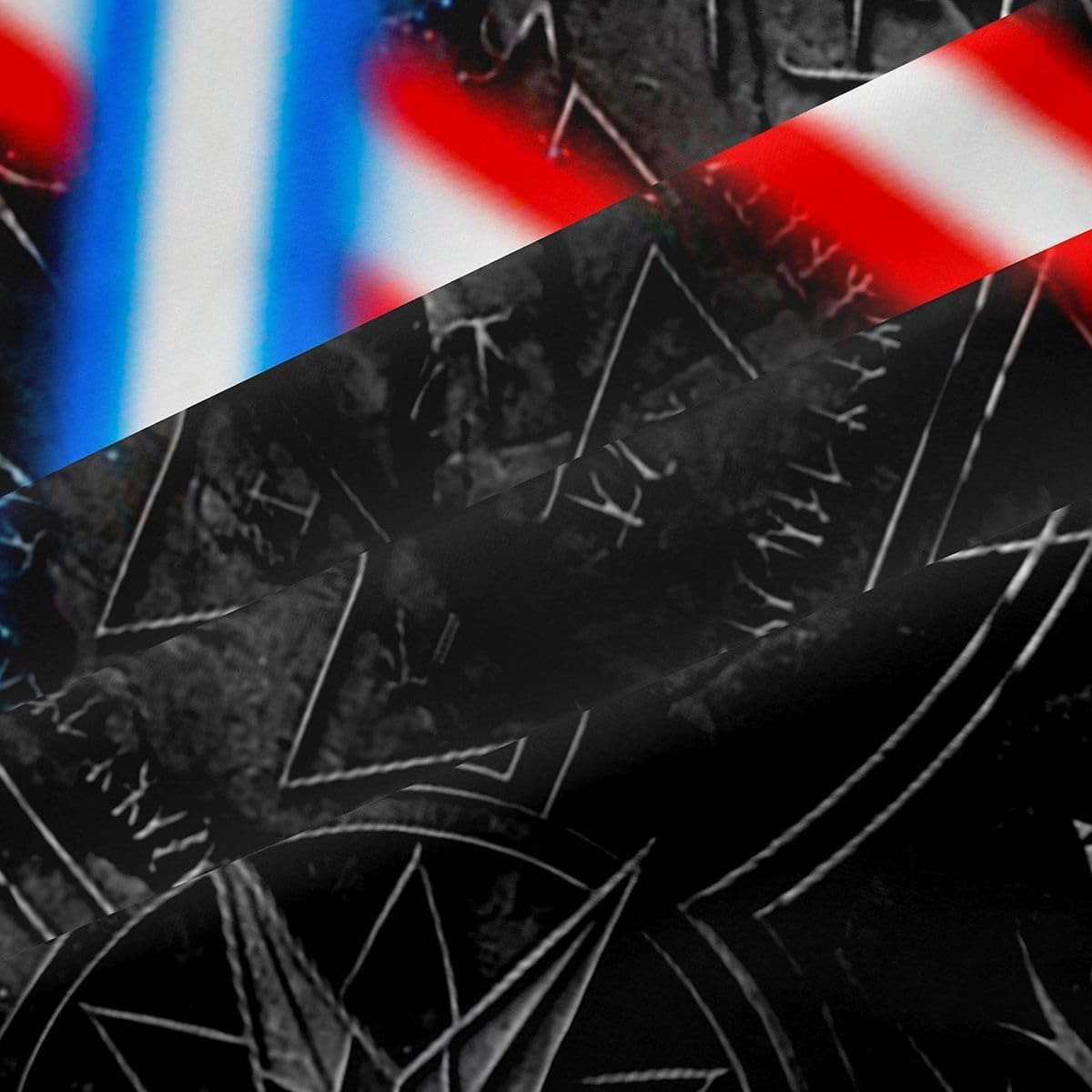 Lightsaber Window Curtain 3D Neon Blue Red Curtains Geometric Sun Moon Round Window Treatment Curtain for Kids Boys Girls Teens Room Decor Fashion Vintage Stone Wall Window Drapes,Black,52Wx84L