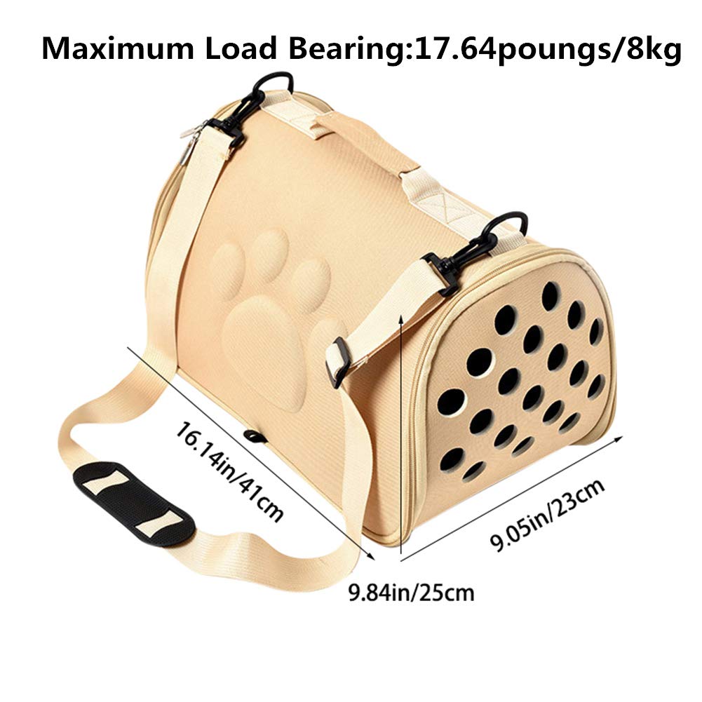 Trasportino a tracolla per animali domestici, portatile, per gatti, borsa da viaggio traspirante per cani (M, champagne)