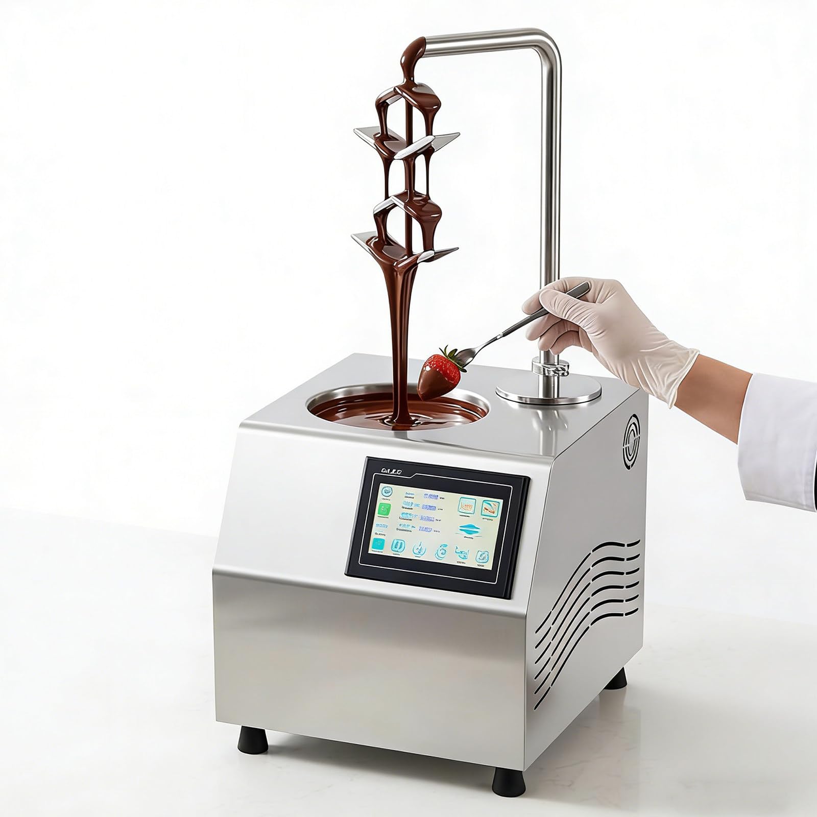 YXYLJOZ Chocolate Fountain Machine 5.5L, Automatic Dispenser with Waterfall Spout, Dual-Zone Independent Heating Prevents Burning, for Parties, Bakeries,and Chocolate Coating Applications