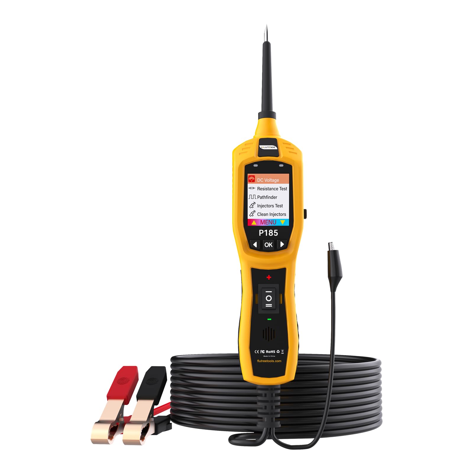 P185 9-30V Power Circuit Probe Tester with 40FT Cable, Fuel Injector Test & Clean — Car Battery Tester, Relay & Fuse Tester, Circuit Breaker Finder & Wire Tracer for 12V/24V Cars, Trucks, Trailers