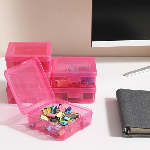 Miniatura 4 de Caja de almacenamiento de plástico transparente, paquete de 18 contenedores apilables con tapas de pestillo para organizar Lego, crayón, lápices y