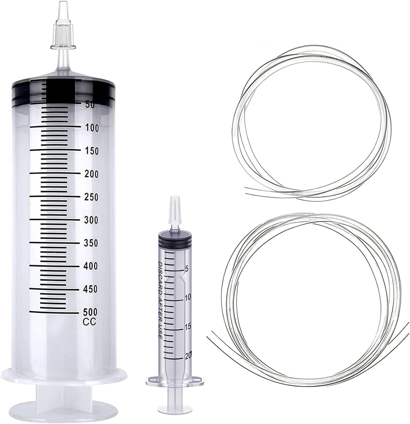Large Syringe 500ml 20ml Reusable Liquid Syringe with tube for Laboratory, Industry, Garden, Pet Feeding