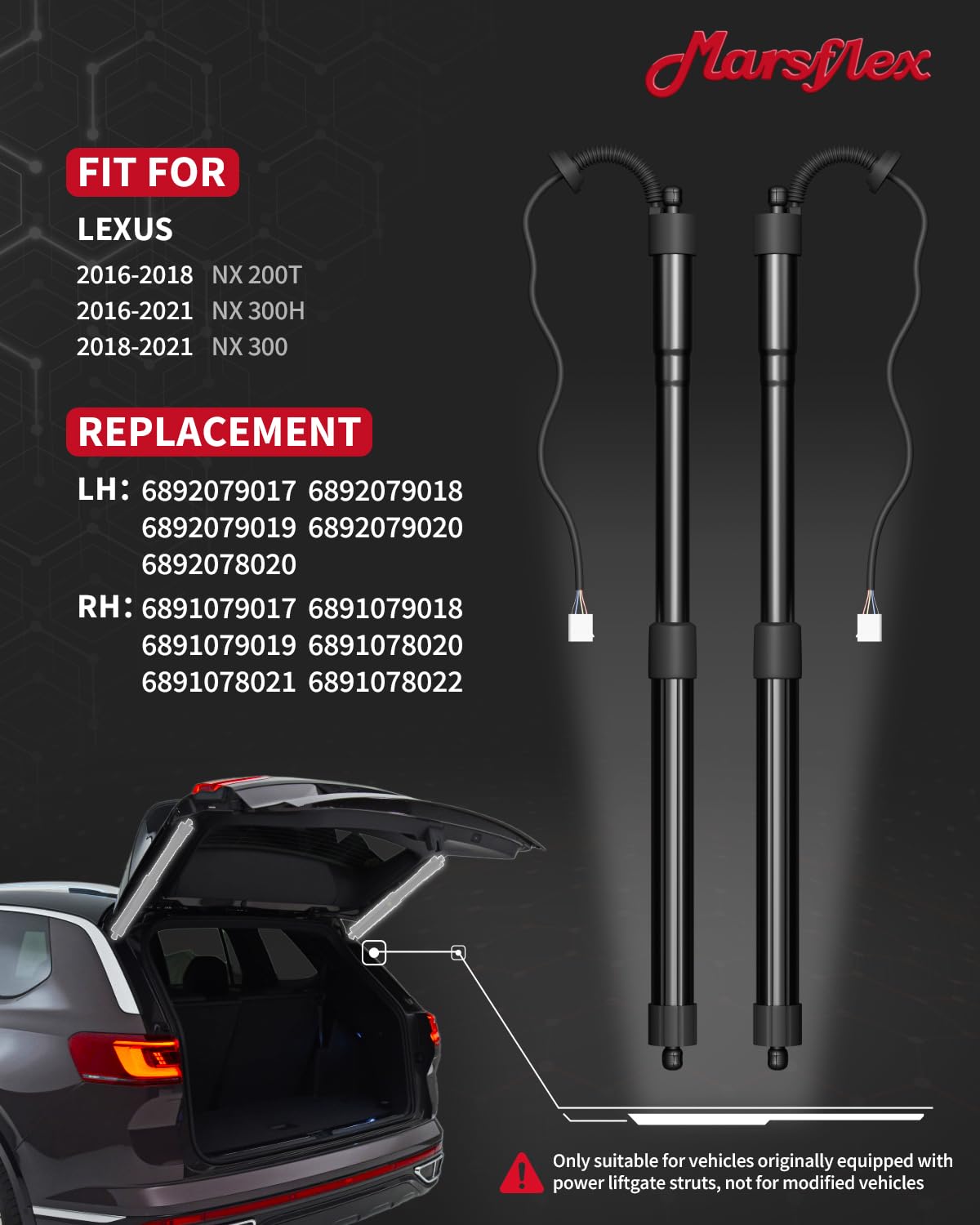 Flynsu Tailgate Power Lift Support Struts Shocks Replacement for 2015-17 Lexus NX200t NX300h Rear Left& Right 68910-79016 68920-79016 : Buy Online at Best Price in KSA - Souq is now