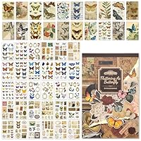 Vintage Butterfly Scrapbook Stickers,350PCS Pre-Cut Washi Sticker 20PCS Scrapbook Paper,Butterfly Stickers for Journaling Notebook Water Bottle Album, Phone Case, Laptop, Card Making