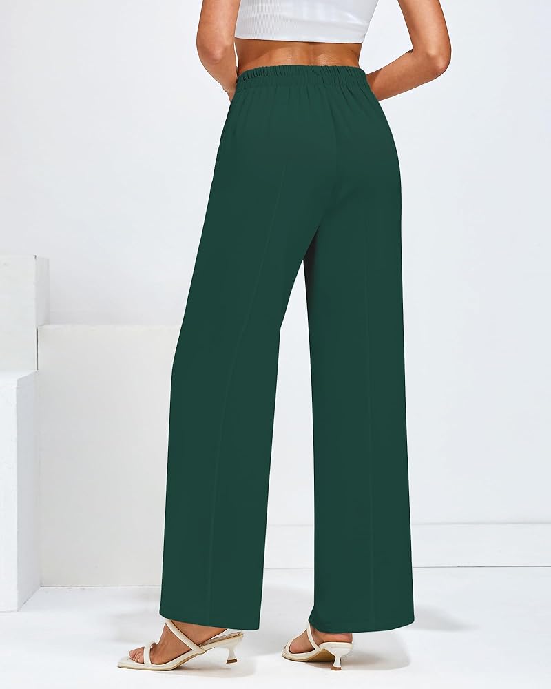 GRAPENT Wide Legged Pants - Summer Work \u0026 Casual Dressy Slacks for Women -  Dark Green - Sizes 4 \u0026 6 at Amazon Women's Clothing store