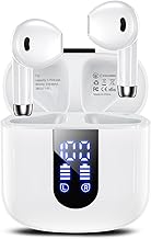 Haqquio Wireless Earbuds, Bluetooth Headphones with Deep Bass Stereo, 48H Playback Ear Buds with LED Power Display, Lightweight, IPX7, in-Ear Earphones with Mic for iPhone/Android/iPad, White