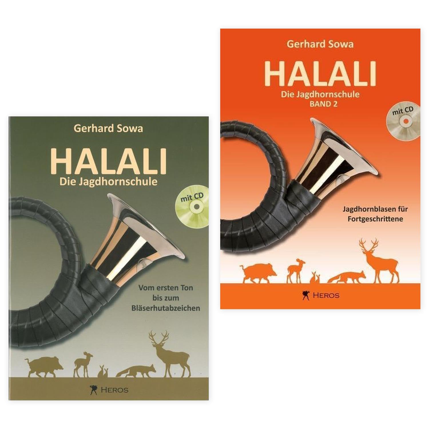 Halali - Die Jagdhornschule Band 1 u. 2 von Gerhard Sowa ISBN 9783940297006 u. 9783940297099 + Soundman Mundstücktasche für Jagdhorn (Starterset)