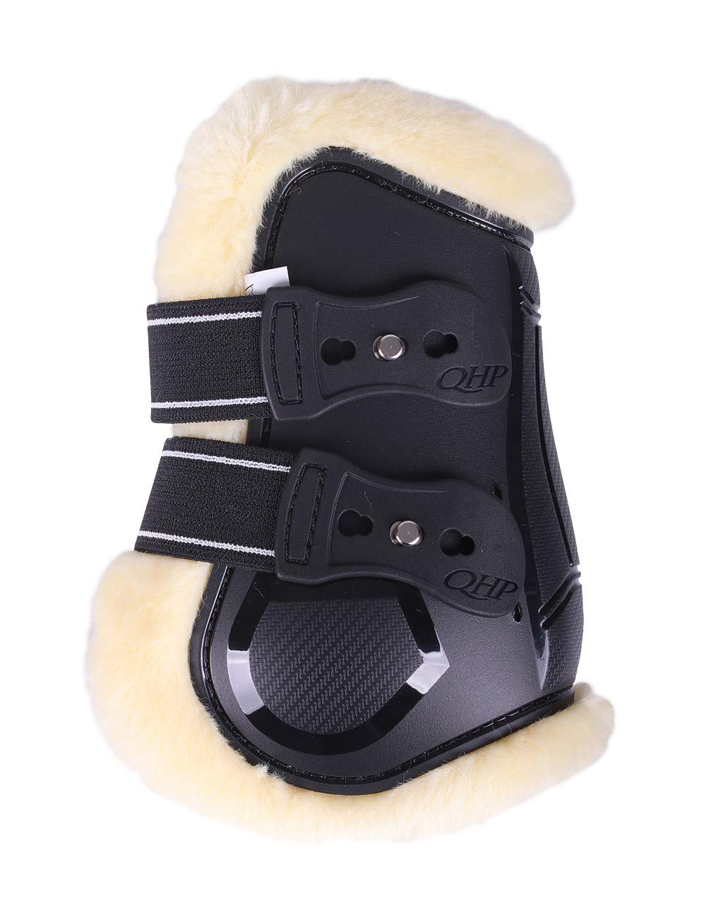 ARBO-INOX - Streichkappen - mit Fellimitat - elastischer Schnellverschluss (Pony, Schwarz)