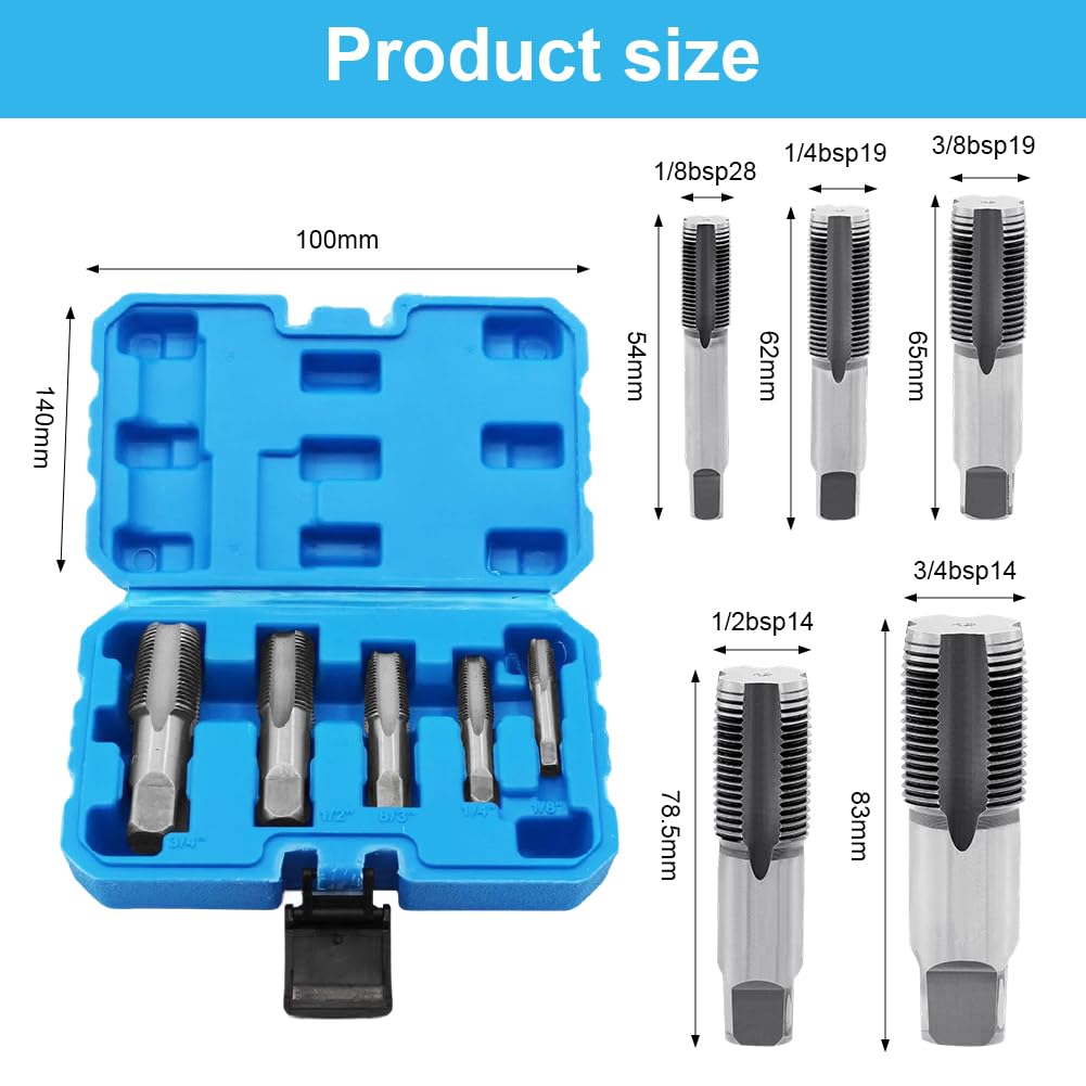Kit De 5 Tarauds BSP Pour Tuyauterie - 1/8 - 9